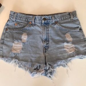 High waisted jean shorts